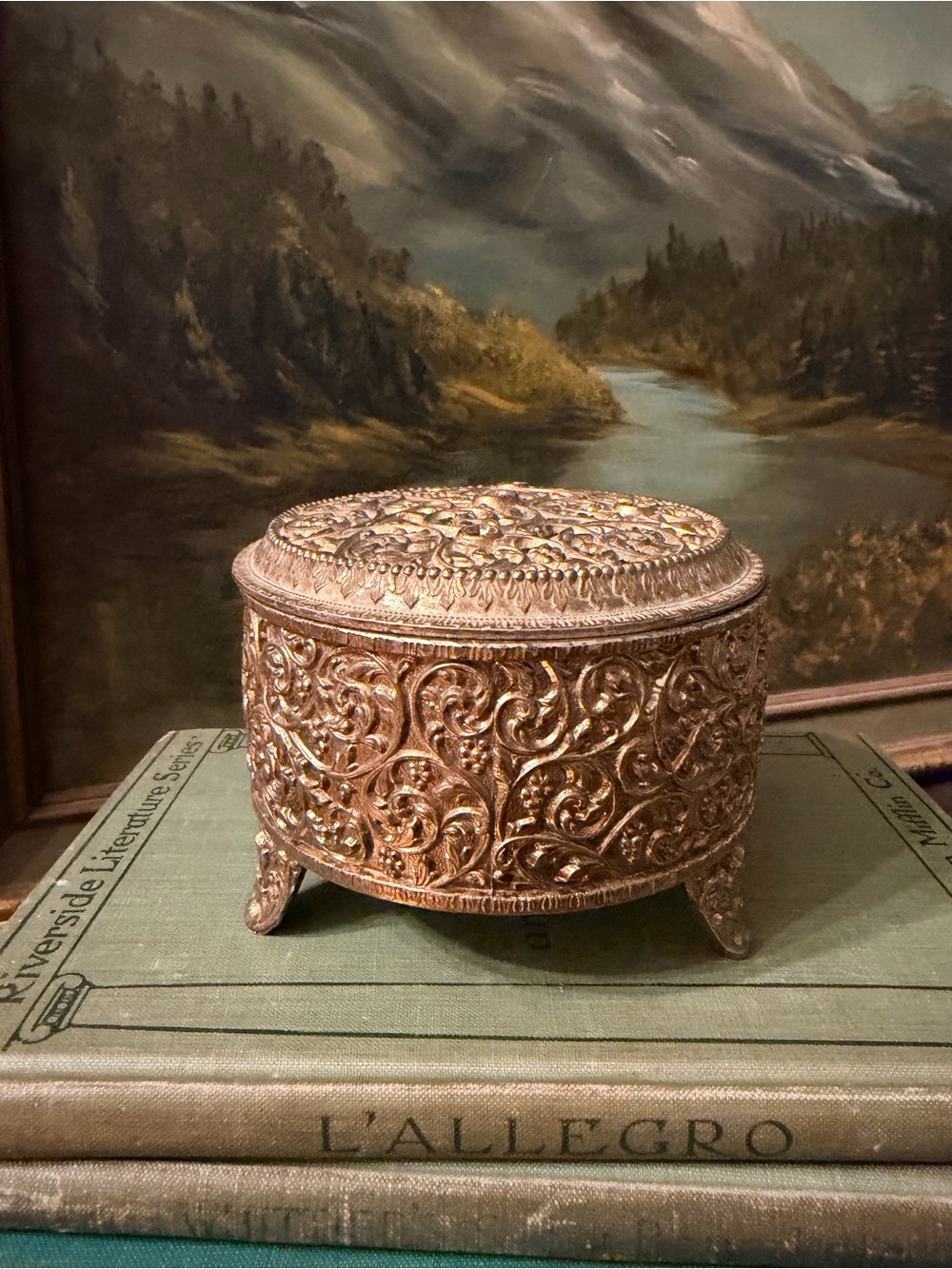 Vintage Ornate Footed Trinket Box